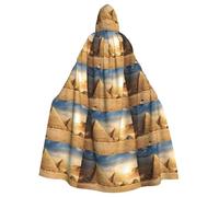 SDEGTHO Egyptian Pyramid In Desert Gothic Robe Wizard Cloak Adult Long Cape For Masquerade Medieval Halloween Costume