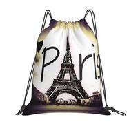 SDEGTHO Eiffel Tower Love Paris Printed Drawstring Backpack Gym Bag, Lightweight Water-Resistant Sports Backpack For Men Women, Yoga, Running, Workout