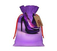 SDEGTHO Elegant Purple High Heels With Lipstick 1pcs Durable Material Tote Bag 8.3x11.8in With Drawstring Choice For Halloween Stylish Gift