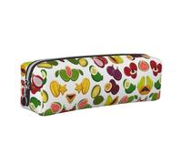 SDEGTHO Exotic Fruits Print Leather Pencil Case for Students, Simple Pen Bag for Boys Girls Small Zipper Pouch for School Supplies, Markers, Makeups, Coins