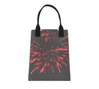 SDEGTHO Explosion Burst Red And Black Reusable Paper Bag For Office Workers, Suitable For Picnic, Travel, More