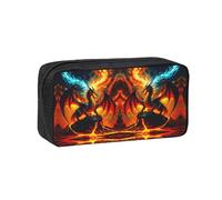 SDEGTHO Fiery Dragon Printed Stationery Case Spacious Pencil Pouch Polyester Zip Organizer for School College Office Days