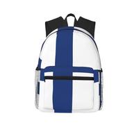 SDEGTHO Finnish Flag Printed Casual Backpack Spacious Rucksack With Multi Pockets For Travel Outdoor Activities
