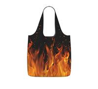 SDEGTHO Fire Print Print Packable Grocery Shopper Reusable Tote 25l Polyester Shoulder Bag Modern Holiday Gift