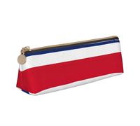 SDEGTHO Flag Of Costa Rica Fashion Triangular Leather Zipper Pencil Pouch With Large Storage Capacity Pencil Pouch, White, One Size, Art Deco