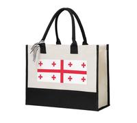 SDEGTHO Flag Of Georgia Halloween Canvas Tote Bags For Women Canvas Gift Bag Reusable Tote Bag For Shopping Grocery, Beige, One Size