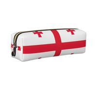 SDEGTHO Flag of Georgia Printed Leather Zipper Pencil Case for Students, Multi Purpose Pen Pouch for Kids Small Makeup Bag for Pens, Pencils, Markers
