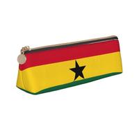 SDEGTHO Flag Of Ghana Fashion Triangular Leather Zipper Pencil Pouch With Large Storage Capacity Pencil Pouch, White, One Size, Art Deco