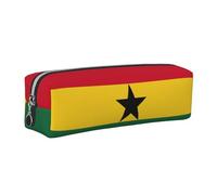 SDEGTHO Flag of Ghana Printed Leather Zipper Pencil Case for Students, Multi Purpose Pen Pouch for Kids Small Makeup Bag for Pens, Pencils, Markers