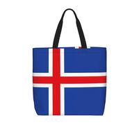 SDEGTHO Flag Of Iceland Polyester Tote Bag For Everybody With Inner Pockets, Laptop Bag With Zipper For Work Travel., Black, One Size