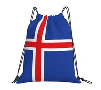 SDEGTHO Flag Of Iceland Printed Lightweight Drawstring Gym Bag, Waterproof Sports Sackpack Foldable Backpack For Travel, Hiking, Beach, School Or Daily Use