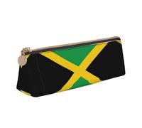SDEGTHO Flag Of Jamaica Fashion Triangular Leather Zipper Pencil Pouch With Large Storage Capacity Pencil Pouch, White, One Size, Art Deco