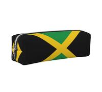 SDEGTHO Flag of Jamaica Printed Leather Zipper Pencil Case for Students, Multi Purpose Pen Pouch for Kids Small Makeup Bag for Pens, Pencils, Markers
