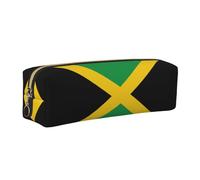 SDEGTHO Flag of Jamaica Printed Leather Zipper Pencil Case for Students, Multi Purpose Pen Pouch for Kids Small Makeup Bag for Pens, Pencils, Markers