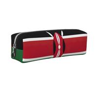 SDEGTHO Flag of Kenya Printed Leather Zipper Pencil Case for Students, Multi Purpose Pen Pouch for Kids Small Makeup Bag for Pens, Pencils, Markers