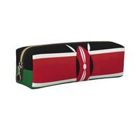 SDEGTHO Flag of Kenya Printed Leather Zipper Pencil Case for Students, Multi Purpose Pen Pouch for Kids Small Makeup Bag for Pens, Pencils, Markers