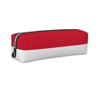 SDEGTHO Flag of Monaco Printed Leather Zipper Pencil Case for Students, Multi Purpose Pen Pouch for Kids Small Makeup Bag for Pens, Pencils, Markers