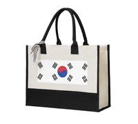SDEGTHO Flag Of Republic Of Korea Halloween Canvas Tote Bags For Women Canvas Gift Bag Reusable Tote Bag For Shopping Grocery, Beige, One Size