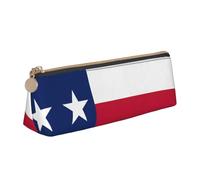 SDEGTHO Flag Of Texas Fashion Triangular Leather Zipper Pencil Pouch With Large Storage Capacity Pencil Pouch, White, One Size, Art Deco