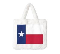 SDEGTHO Flag Of Texas Printing Fluffy Shoulder Bag Ladies Plush Underarm Bag Tote Bag Furry Purse Handbag For Work Travel, White, One Size
