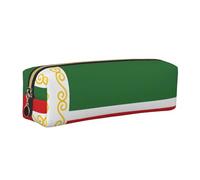 SDEGTHO Flag of The Chechen Republic Printed Leather Zipper Pencil Case for Students, Multi Purpose Pen Pouch for Kids Small Makeup Bag for Pens, Pencils, Markers