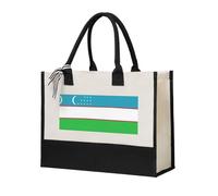 SDEGTHO Flag Of The Republic Of Uzbekistan Canvas Tote Bags For Women Canvas Gift Bag Tote Bag Shopping Grocery, Beige, One Size