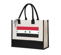 SDEGTHO Flag Of The Syrian Arab Republic Canvas Tote Bags For Women Canvas Gift Bag Tote Bag Shopping Grocery, Beige, One Size