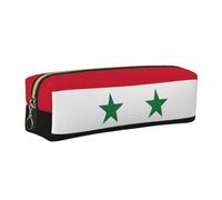 SDEGTHO Flag of The Syrian Arab Republic Printed Leather Zipper Pencil Case for Students, Multi Purpose Pen Pouch for Kids Small Makeup Bag for Pens, Pencils, Markers
