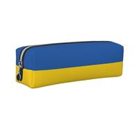 SDEGTHO Flag of Ukraine Printed Leather Zipper Pencil Case for Students, Multi Purpose Pen Pouch for Kids Small Makeup Bag for Pens, Pencils, Markers
