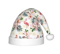 SDEGTHO Flamingo Flowers Kids Santa Hat Red Santa Comfortable Christmas For Children Holiday Xmas