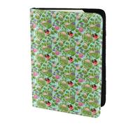 SDEGTHO Flamingo Love Flowers Printing Passport Holder Cover Wallet Cowhide Card Case Travel Must Have Accessories for Women Men