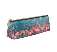 SDEGTHO Flamingos Fashion Triangular Leather Zipper Pencil Pouch With Large Storage Capacity Pencil Pouch, White, One Size, Art Deco