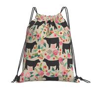 SDEGTHO Flower Cow Farm Printed Drawstring Backpack Gym Bag, Lightweight Water-Resistant Sports Backpack For Men Women, Yoga, Running, Workout