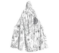 SDEGTHO Flowering Herbs And Herbaceous Plants Gothic Robe Wizard Cloak Adult Long Cape For Masquerade Medieval Halloween Costume