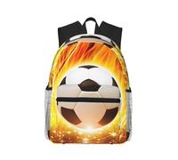 SDEGTHO Football Flame Printed Casual Backpack Spacious Rucksack With Multi Pockets For Travel Outdoor Activities