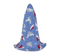 SDEGTHO Foraging Fish Halloween Party Costume Hooded Cape For Teens Witch Vampire Wizard Masquerade Ball Cosplay Gear