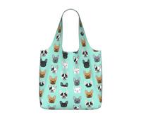 SDEGTHO French Bulldog1 Print Packable Grocery Shopper Reusable Tote 25l Polyester Shoulder Bag Modern Holiday Gift
