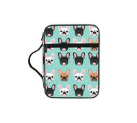 SDEGTHO French Dogs Printed Church Bible Bag, Scripture Carrying Case for School, Durable Book Sleeve Organizer