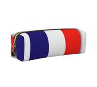 SDEGTHO French Flag Printed Leather Zipper Pencil Case for Students, Multi Purpose Pen Pouch for Kids Small Makeup Bag for Pens, Pencils, Markers