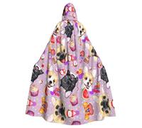SDEGTHO French Little Bulldog Printing Adult Halloween Hooded Cloak 57.8 Inches Oversized Hat For Vampire
