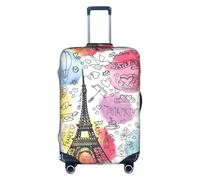 SDEGTHO French Paris Tour Eiffel Tower Printing Elastic Suitcase Cover Dust Proof Scratch Resistant Fits Central Handle Luggage for Trips