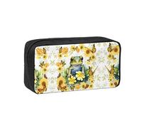 SDEGTHO Frog Flower Printed Stationery Case Spacious Pencil Pouch Polyester Zip Organizer for School College Office Days