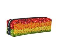 SDEGTHO Fruit Rainbow Leather Pencil Case for Students, Stylish Printed Zippered Pouch for School Supplies, Back-to-School Season Essentials