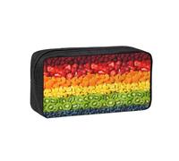 SDEGTHO Fruit Rainbow Printed Pencil Organizer Roomy Zip Bag Durable Polyester Storage Pouch for Students Artists Work Travel