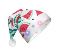 SDEGTHO Fruits Watermelon Santa Hat For Adult Led Christmas Hats Unisex Holiday Comfort Xmas Hat For New Year Festive Party