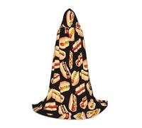 SDEGTHO Fun Food Hot Dogs Halloween Party Costume Hooded Cape For Teens Witch Vampire Wizard Masquerade Ball Cosplay Gear