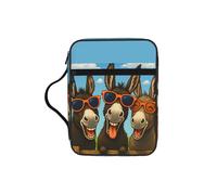 SDEGTHO Funny Donkey Printed Protective Bible Case, Water Resistant Oxford Carrier, Religious Stationery Organizer