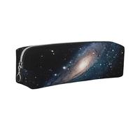 SDEGTHO Galaxy Universe Stars Outer Space Print Leather Pencil Case for Students, Simple Pen Bag for Boys Girls Small Zipper Pouch for School Supplies, Markers, Makeups, Coins