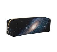 SDEGTHO Galaxy Universe Stars Outer Space Print Leather Pencil Case for Students, Simple Pen Bag for Boys Girls Small Zipper Pouch for School Supplies, Markers, Makeups, Coins