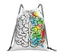 SDEGTHO Geometry Brain Image With Science Printed Drawstring Backpack Gym Bag, Lightweight Water-Resistant Sports Backpack For Men Women, Yoga, Running, Workout